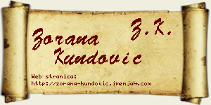 Zorana Kundović vizit kartica